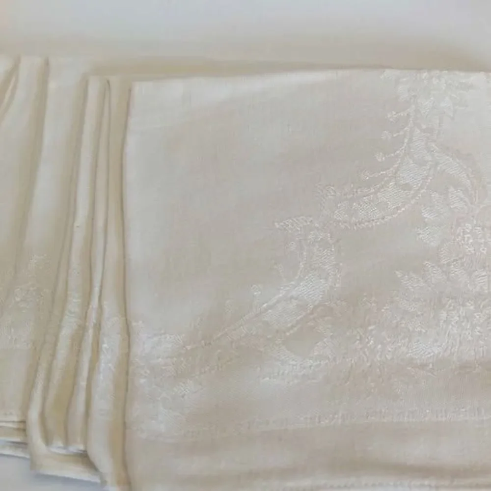 Grandma's Vintage Linen Drawer 3 Sets  White Cotton, Ivory Damask, Yellow Flower